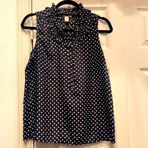 J. Crew sleeveless blouse with ruffle collar
